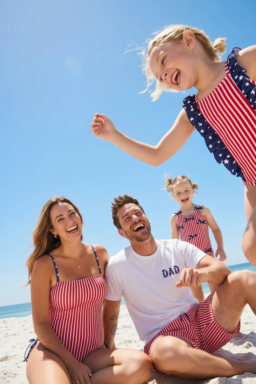 Double Ruffle Bow Back One Piece | Stars & Stripes Party - Image 9