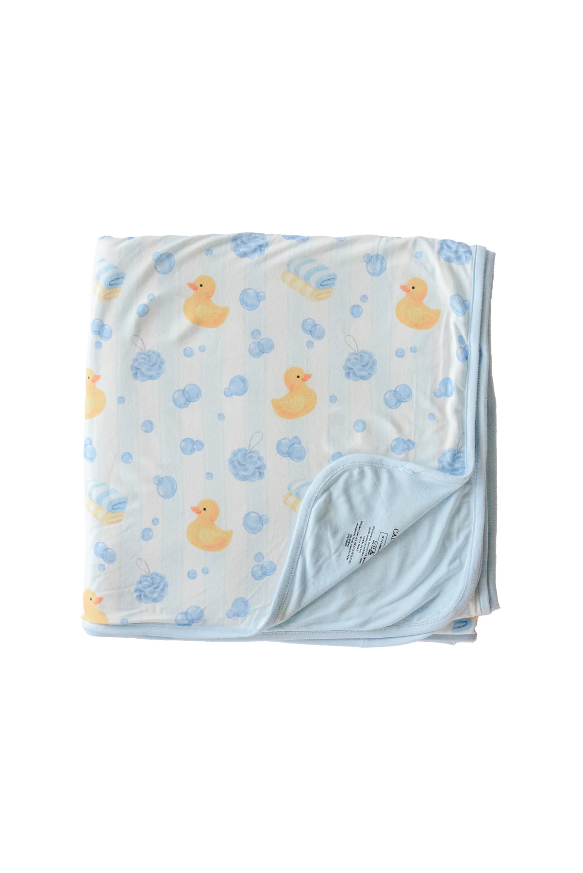 Double Sided Bamboo Blanket | Bubble Duckies Blue - Image 2