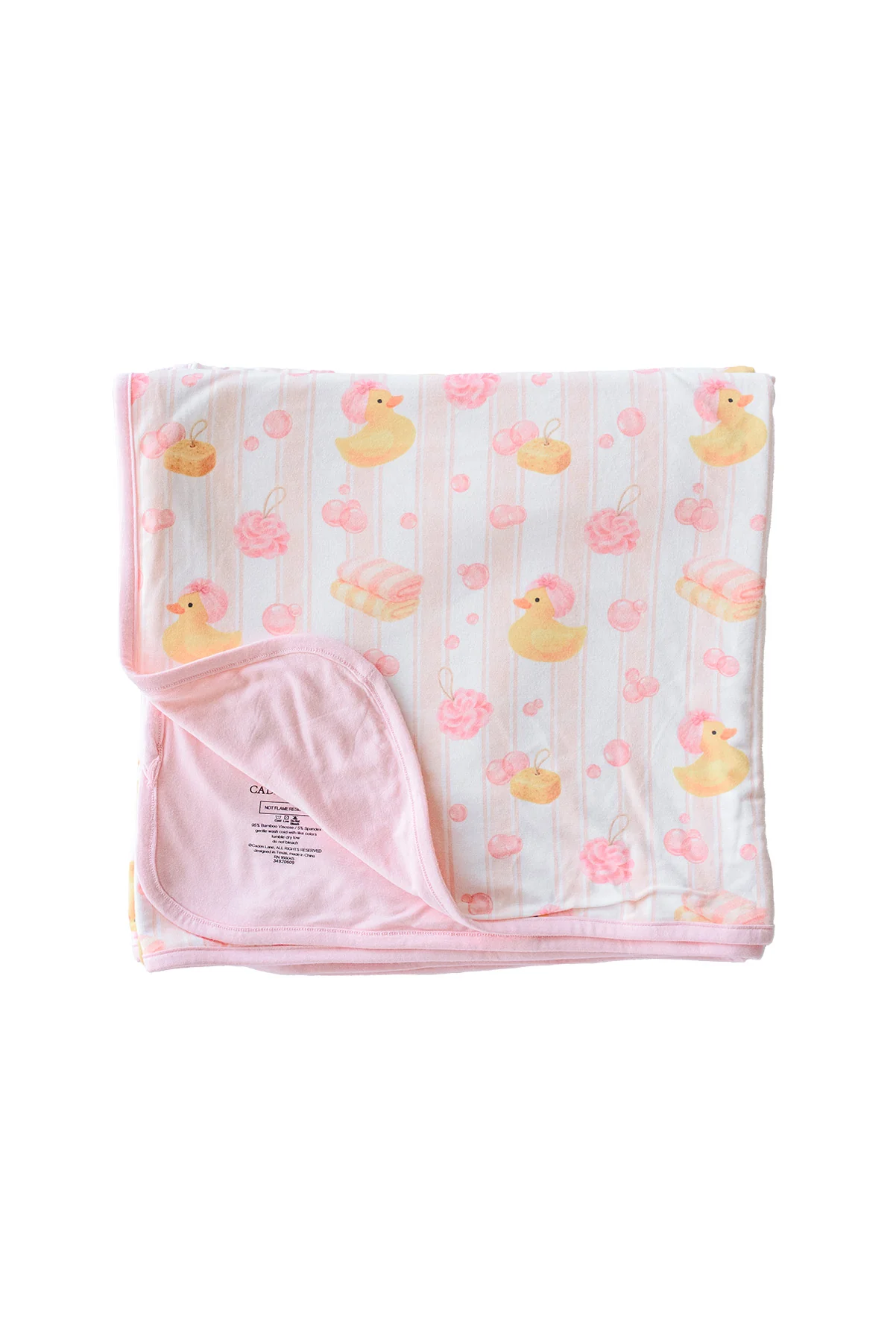 Double Sided Bamboo Blanket | Bubble Duckies Pink - Image 2