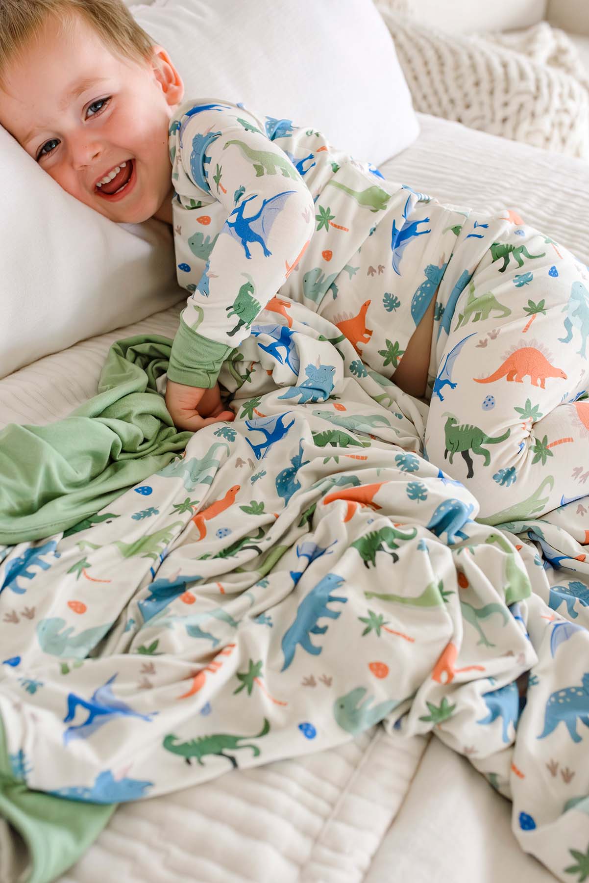 Double Sided Bamboo Blanket | Little Fossil Neutral - Image 6