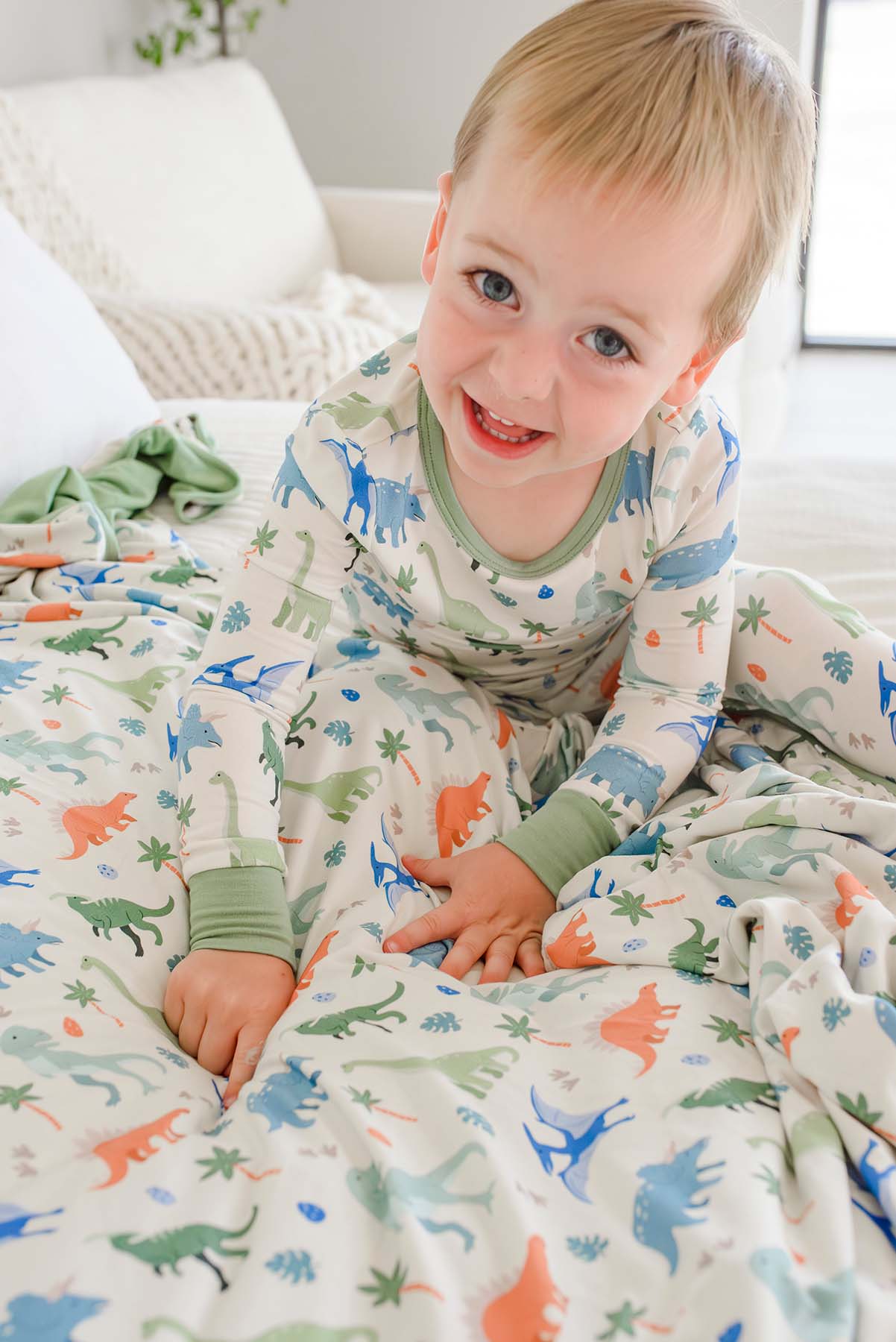Double Sided Bamboo Blanket | Little Fossil Neutral - Image 9