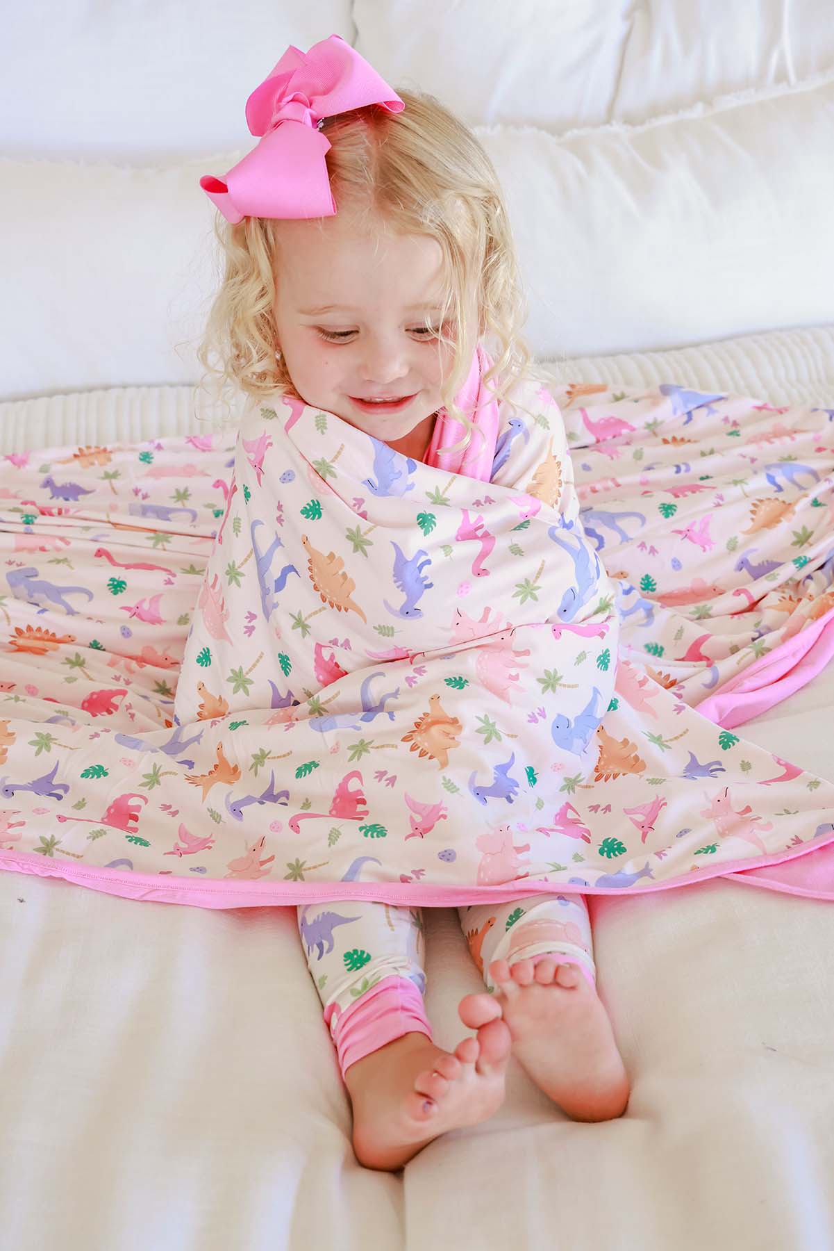 Double Sided Bamboo Blanket | Little Fossil Pink - Image 3
