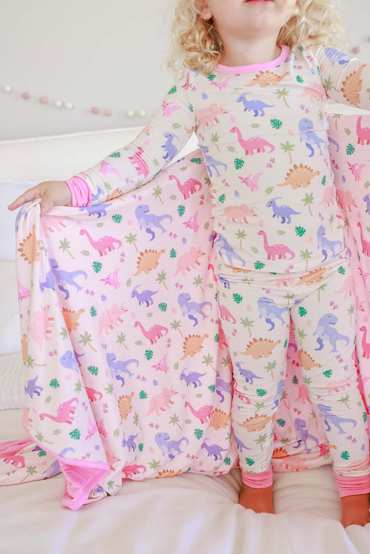 Double Sided Bamboo Blanket | Little Fossil Pink - Image 4