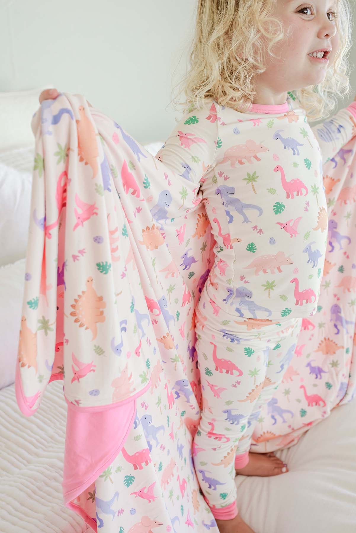 Double Sided Bamboo Blanket | Little Fossil Pink - Image 5