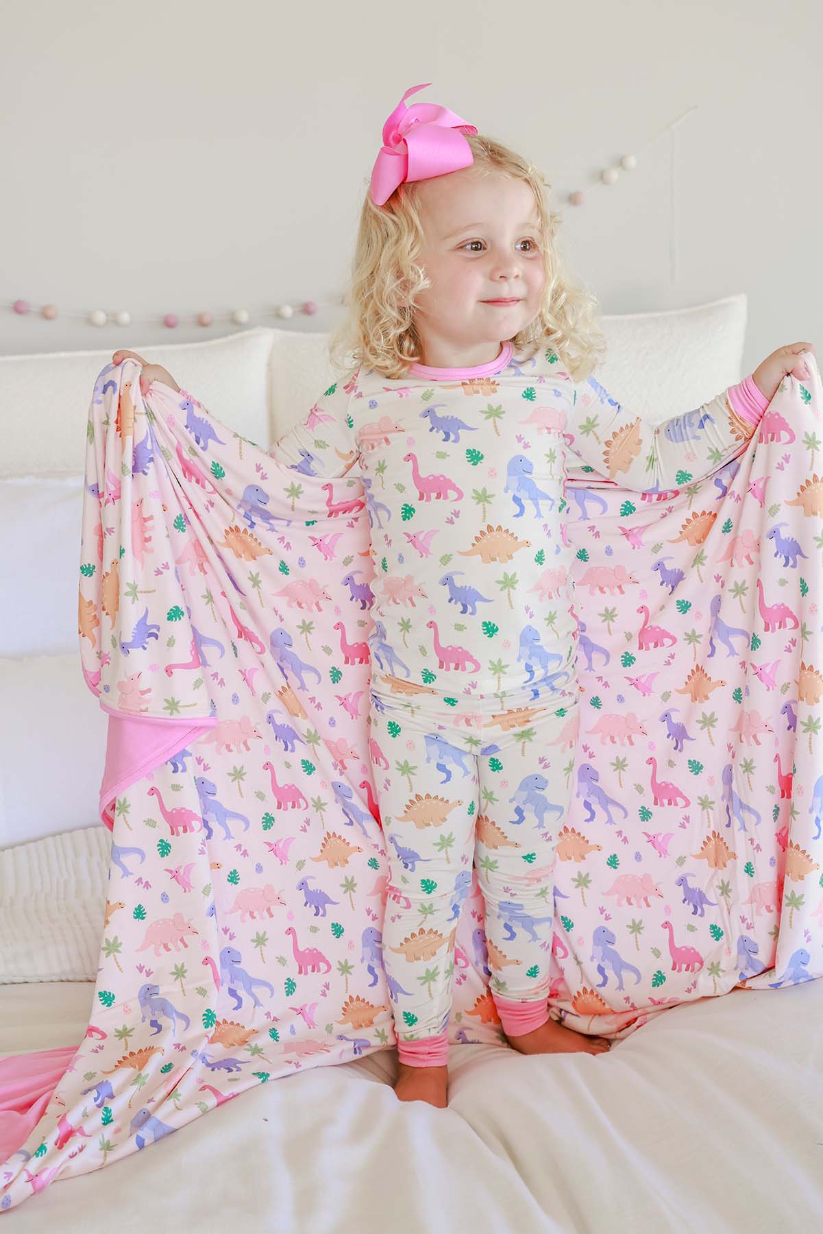 Double Sided Bamboo Blanket | Little Fossil Pink - Image 6