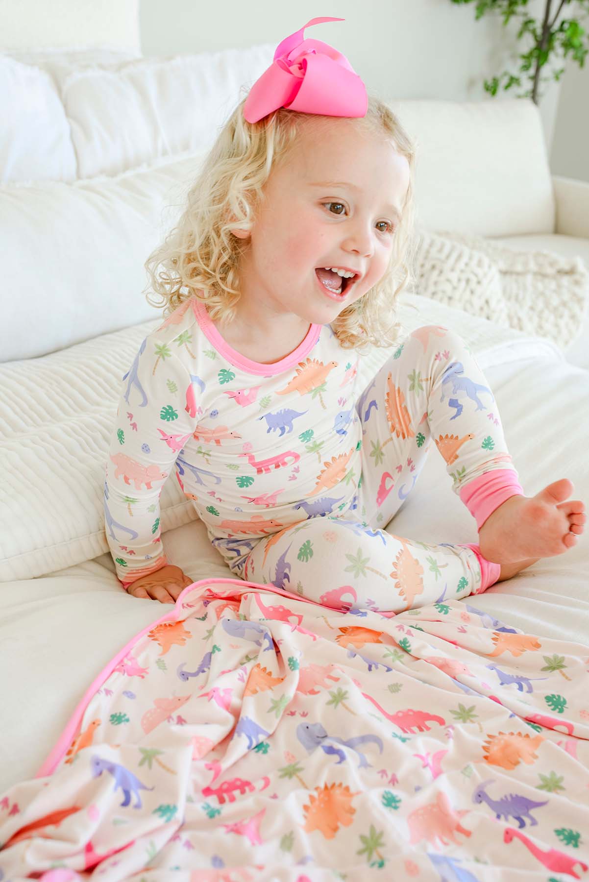 Double Sided Bamboo Blanket | Little Fossil Pink - Image 7