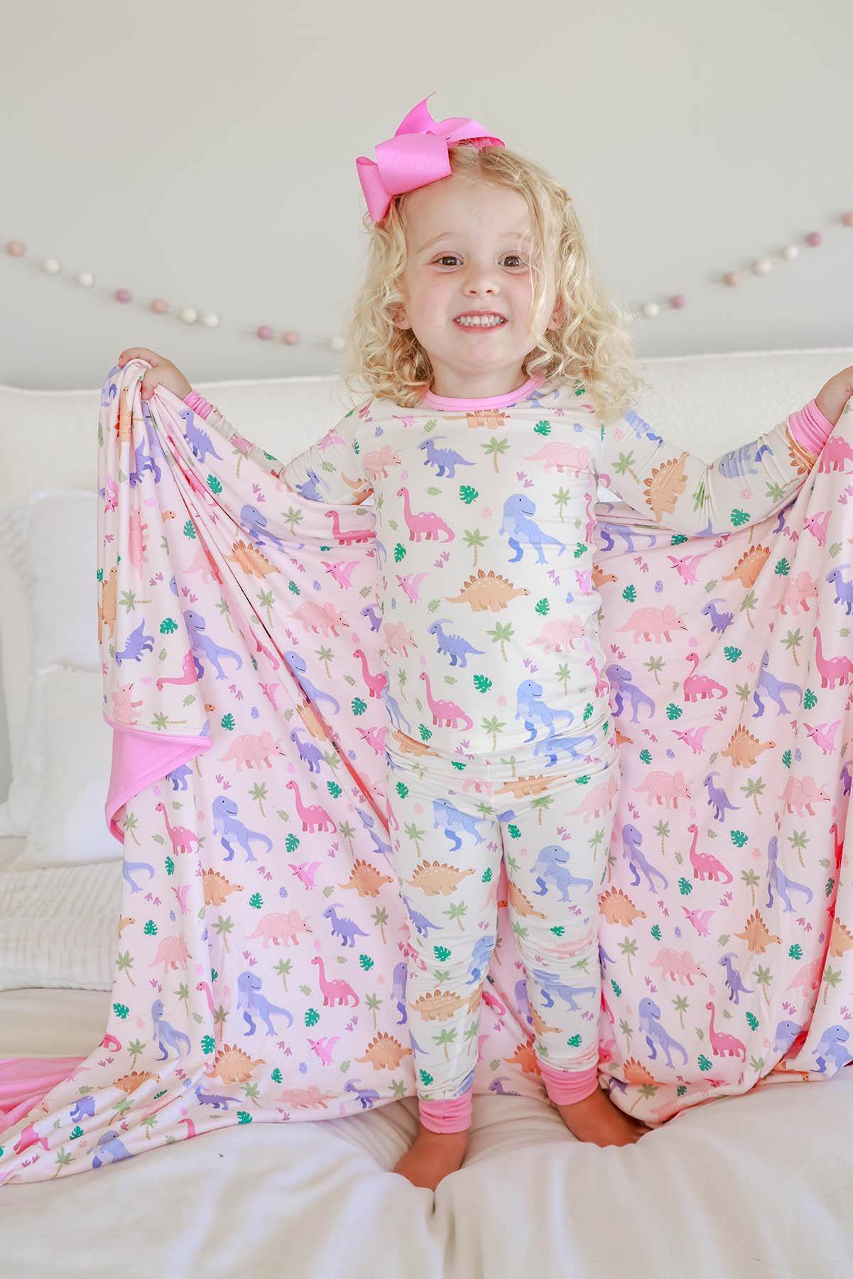 Double Sided Bamboo Blanket | Little Fossil Pink - Image 9