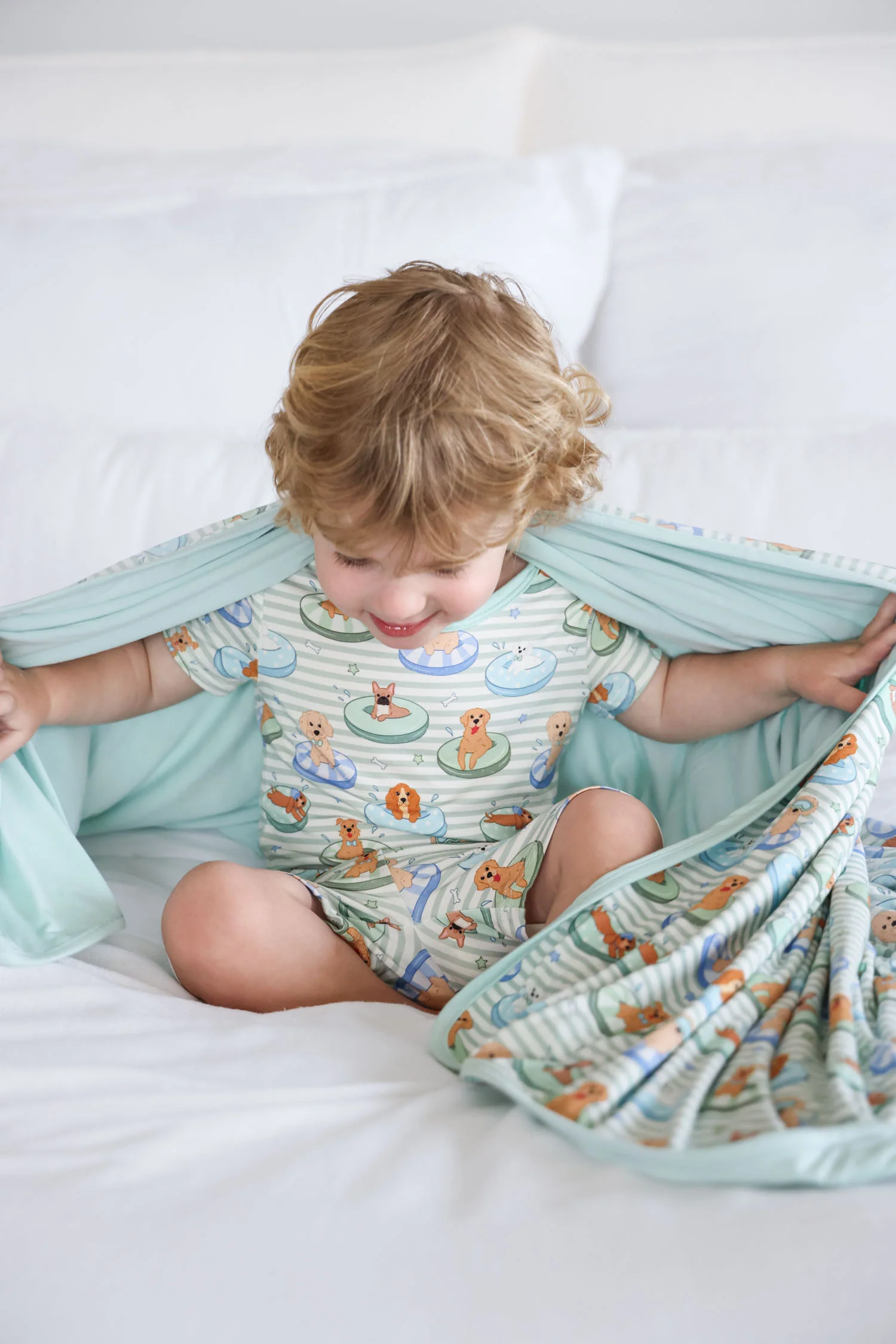 Double Sided Bamboo Blanket | Poolside Pups Blue - Image 5