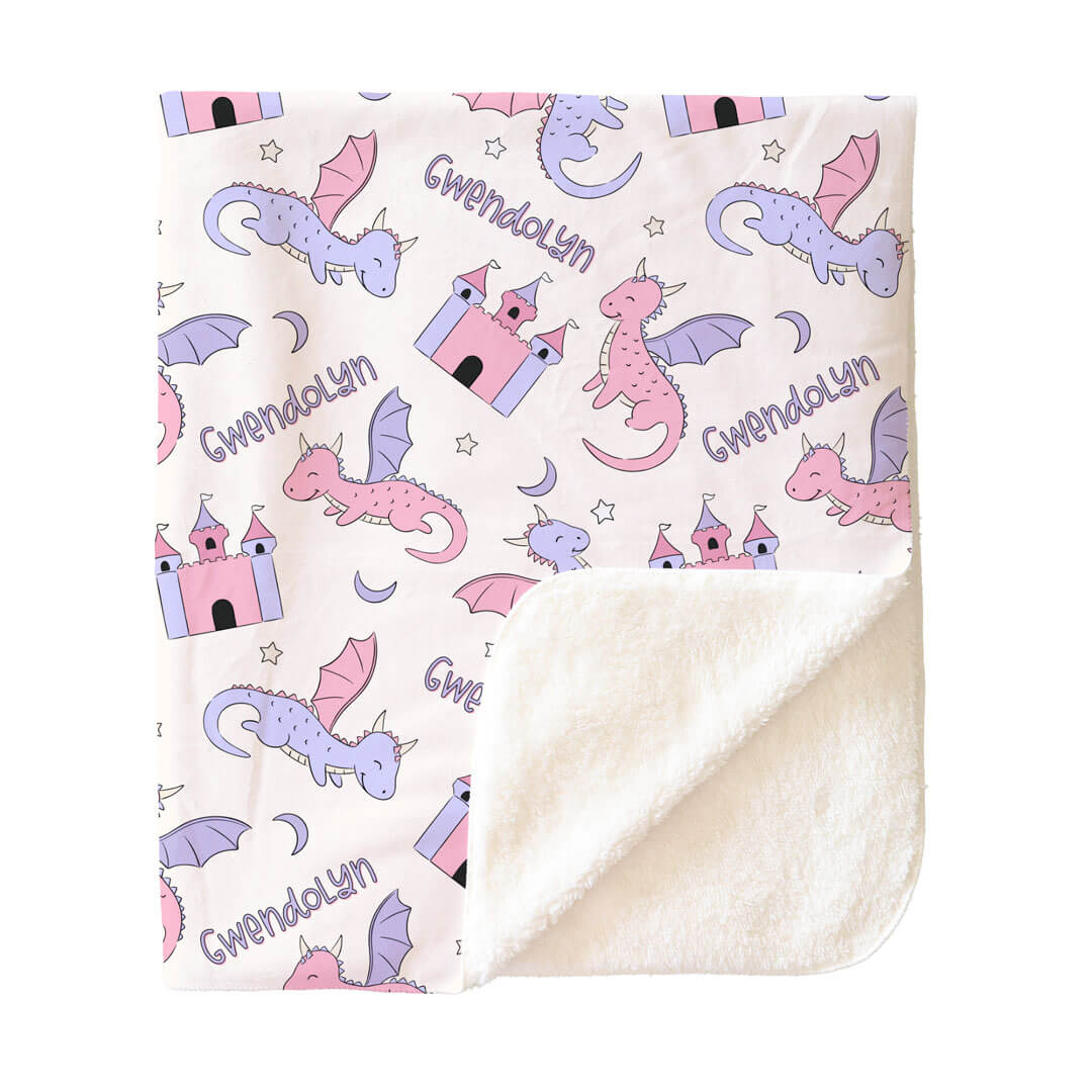 Dragon Adventure Personalized Kids Blanket | Pink - Image 5