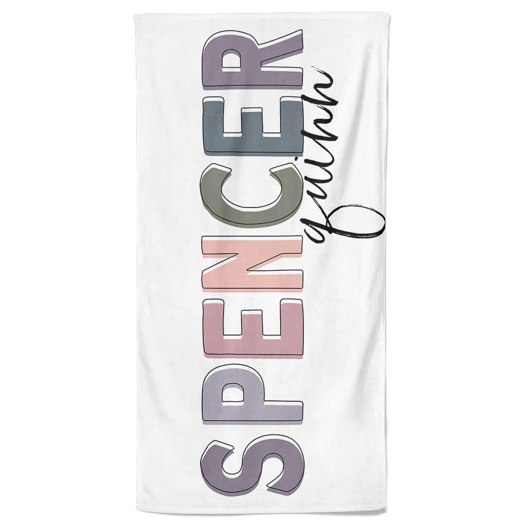 Dusty Hues Color Block Personalized Kids Beach Towel - Image 2
