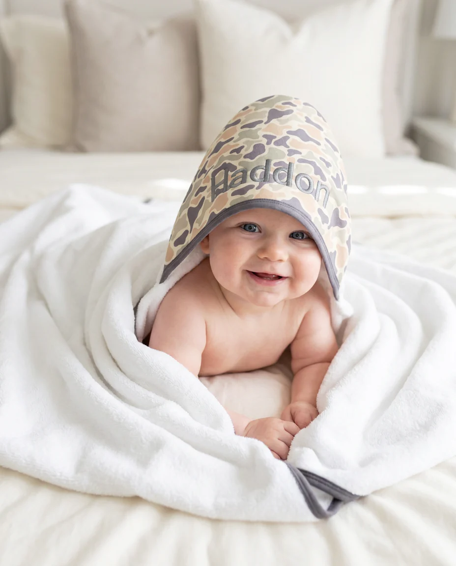 Kids Embroidered Bamboo Hooded Towels - Image 30
