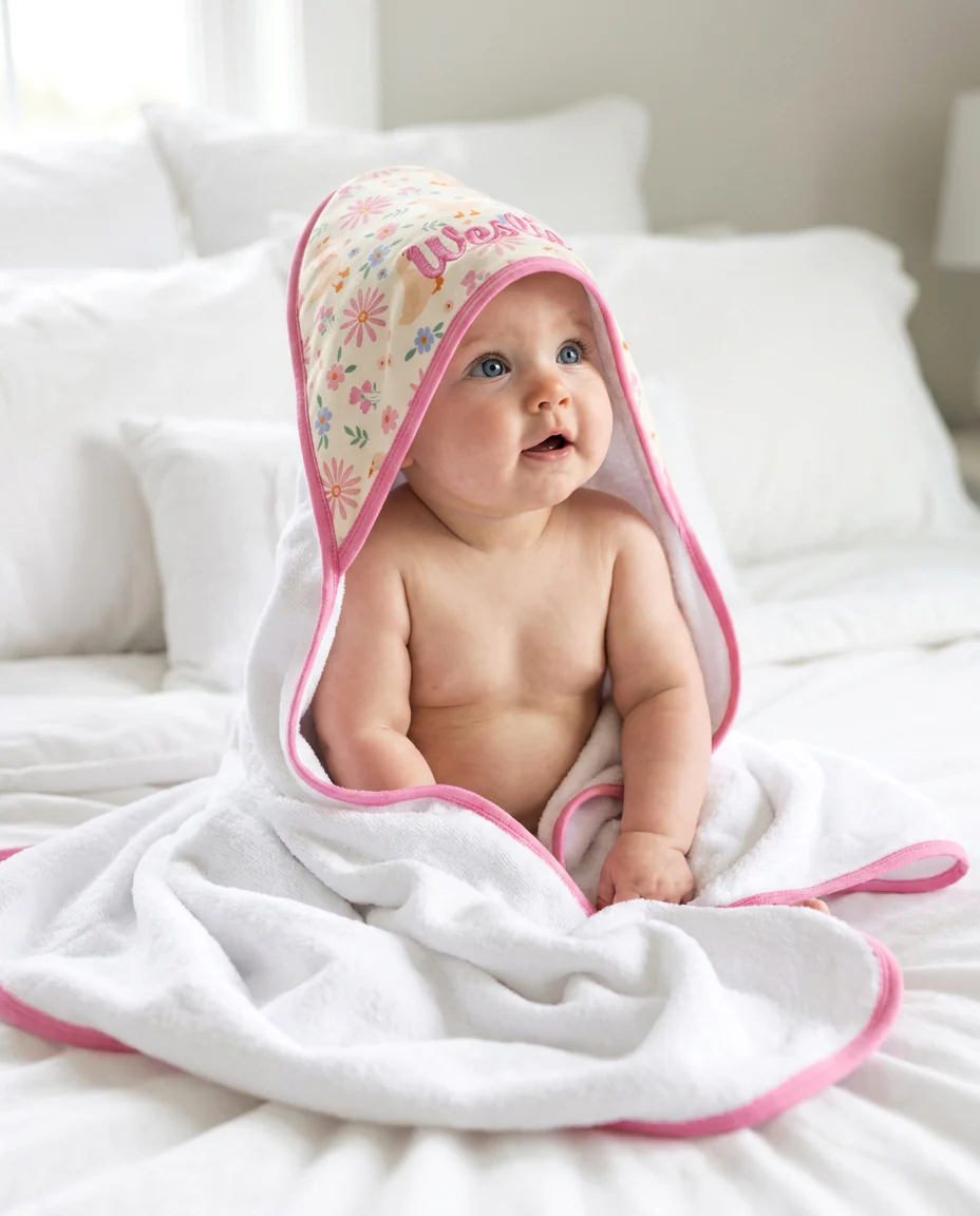 Kids Embroidered Bamboo Hooded Towels - Image 34