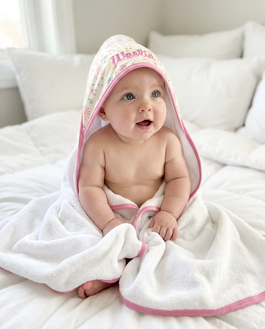 Kids Embroidered Bamboo Hooded Towels - Image 36