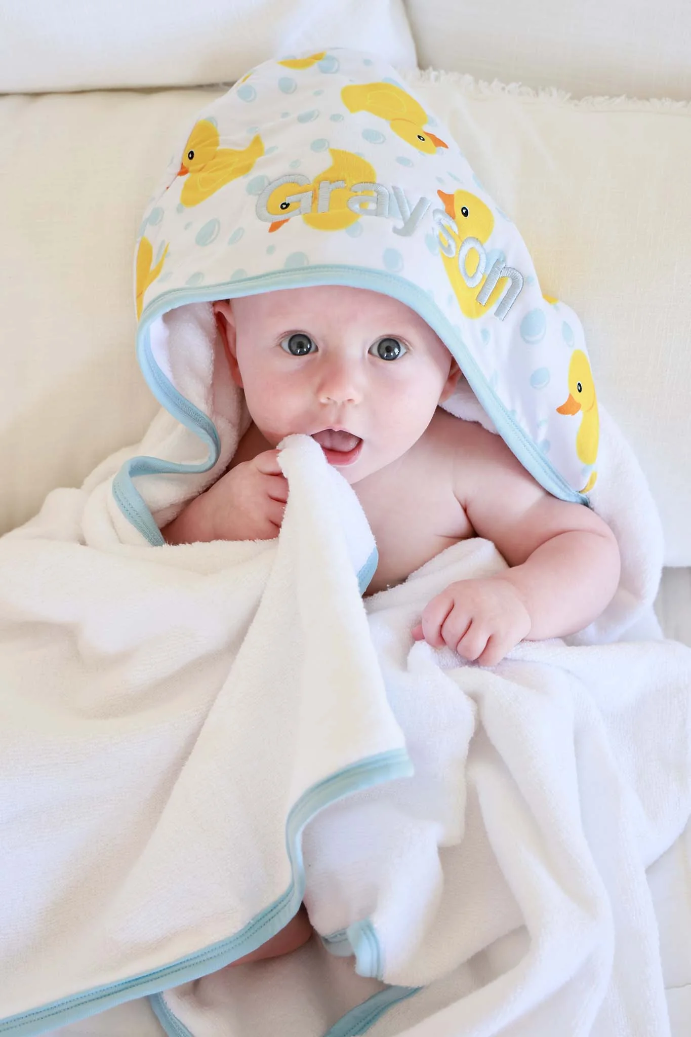 Kids Embroidered Bamboo Hooded Towels - Image 3