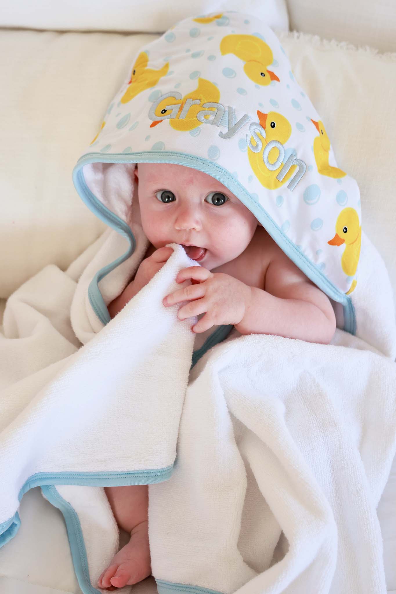 Kids Embroidered Bamboo Hooded Towels - Image 4