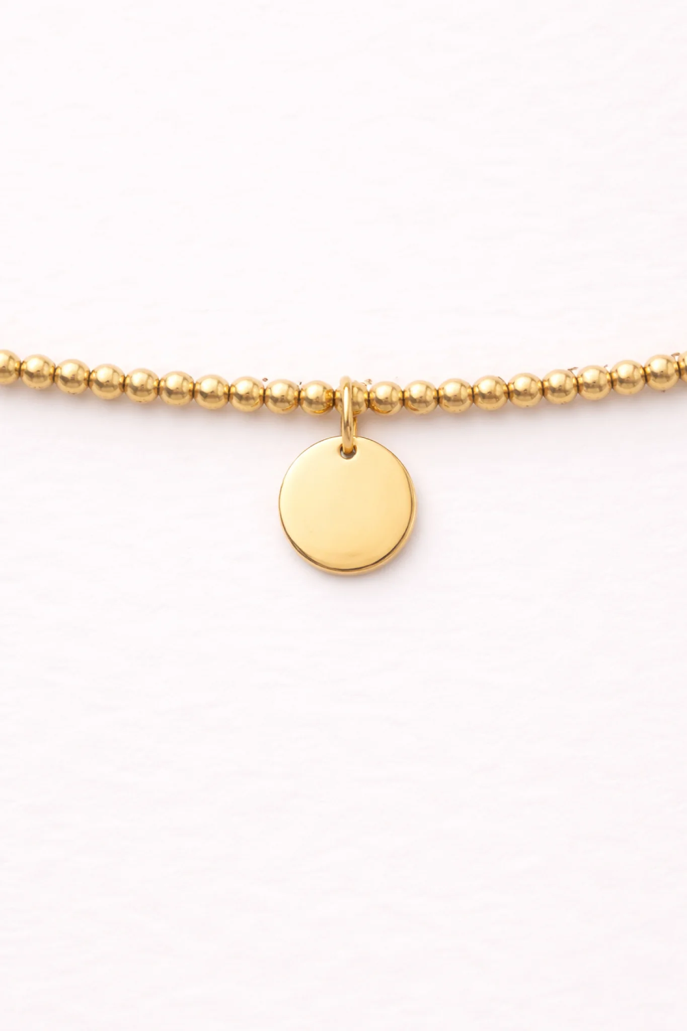 Engraved Circle Charm Beaded Bracelet - Image 10