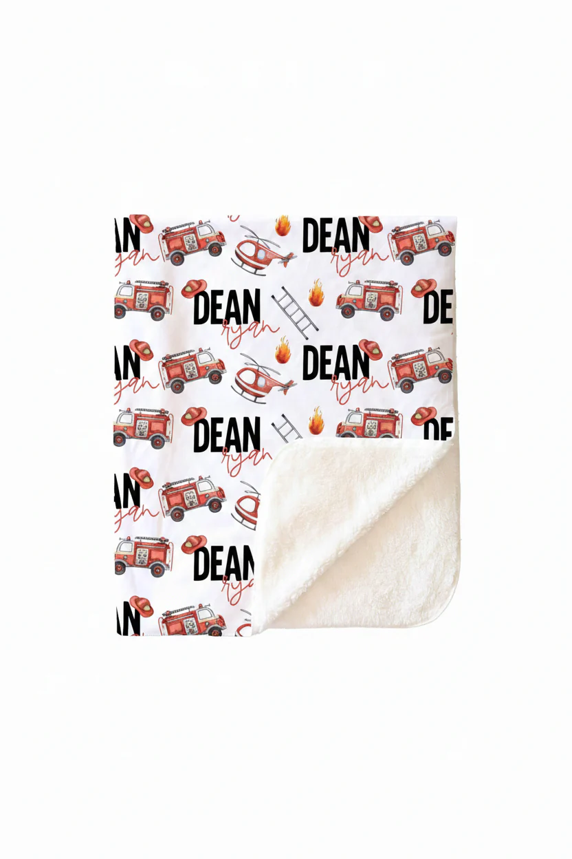 Firetrucks Personalized Toddler Blanket - Image 4