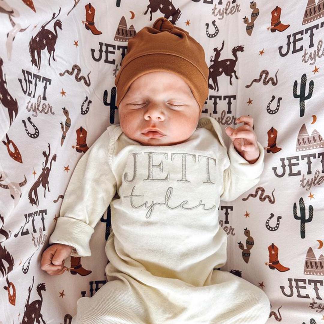 Giddy Up Personalized Baby Name Swaddle Blanket - Image 2