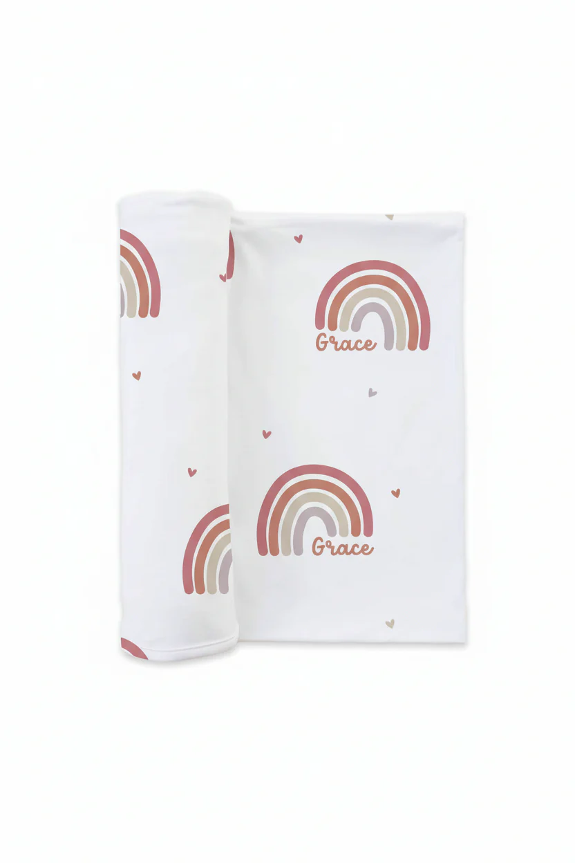 Girlie Rainbow Personalized Baby Name Swaddle - Image 2