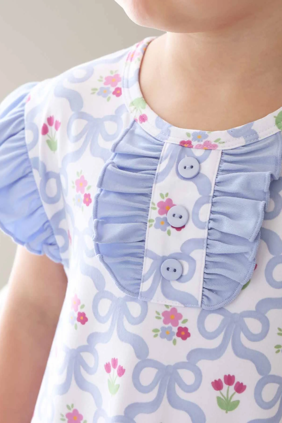 Girls' Flutter Sleeve Nightgown | Tied In Tulips - Image 11