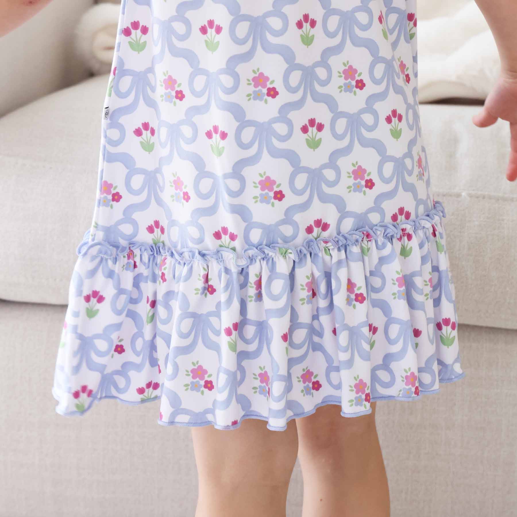 Girls' Flutter Sleeve Nightgown | Tied In Tulips - Image 3