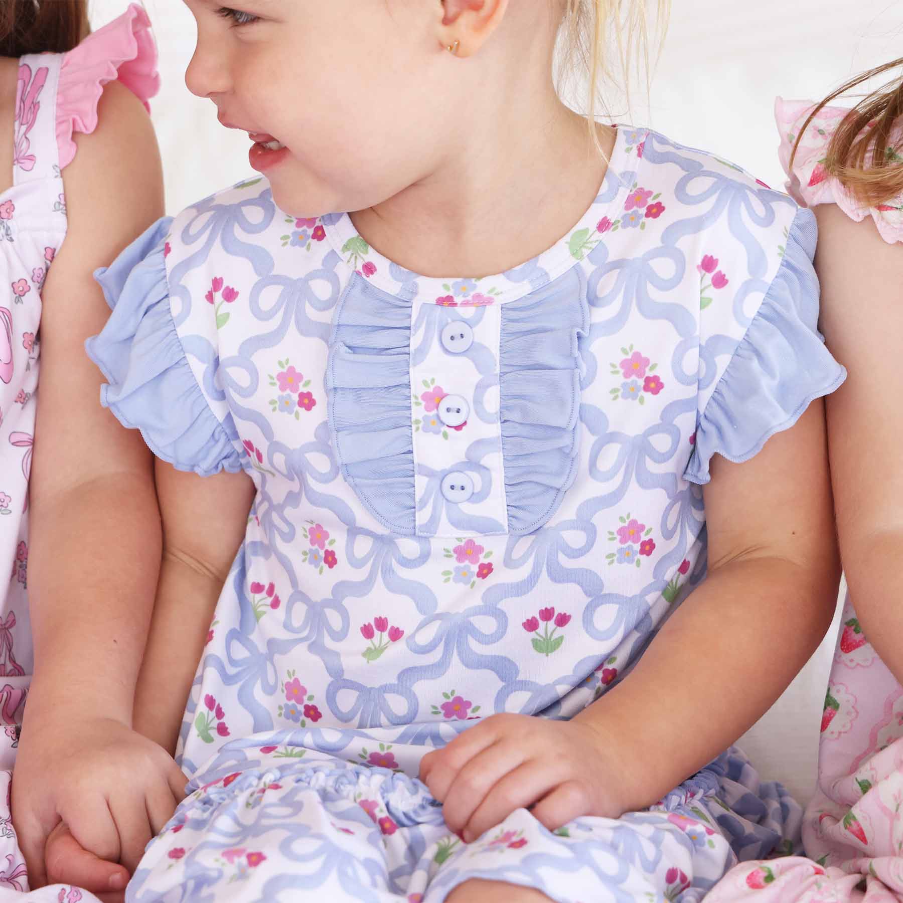 Girls' Flutter Sleeve Nightgown | Tied In Tulips - Image 4