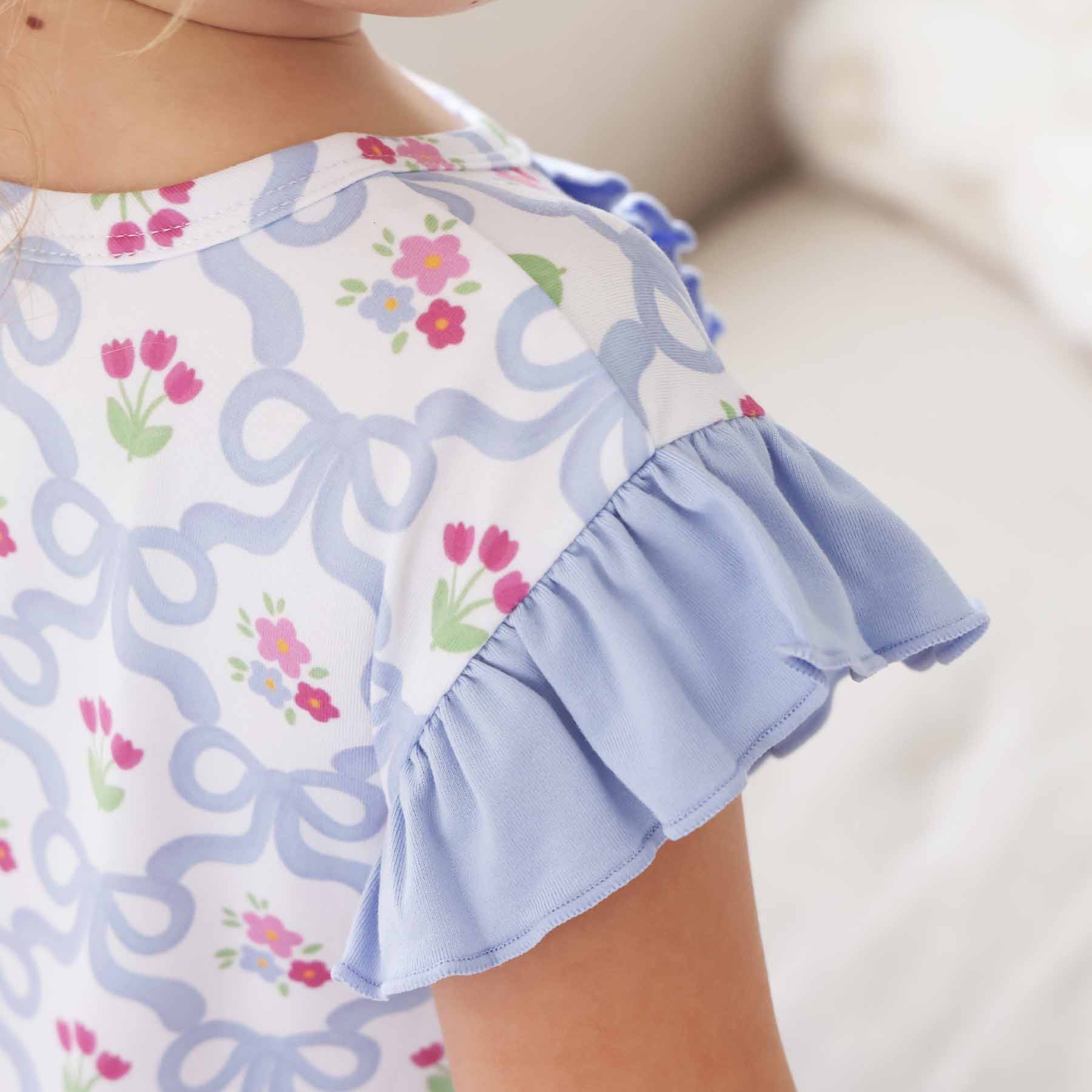 Girls' Flutter Sleeve Nightgown | Tied In Tulips - Image 6