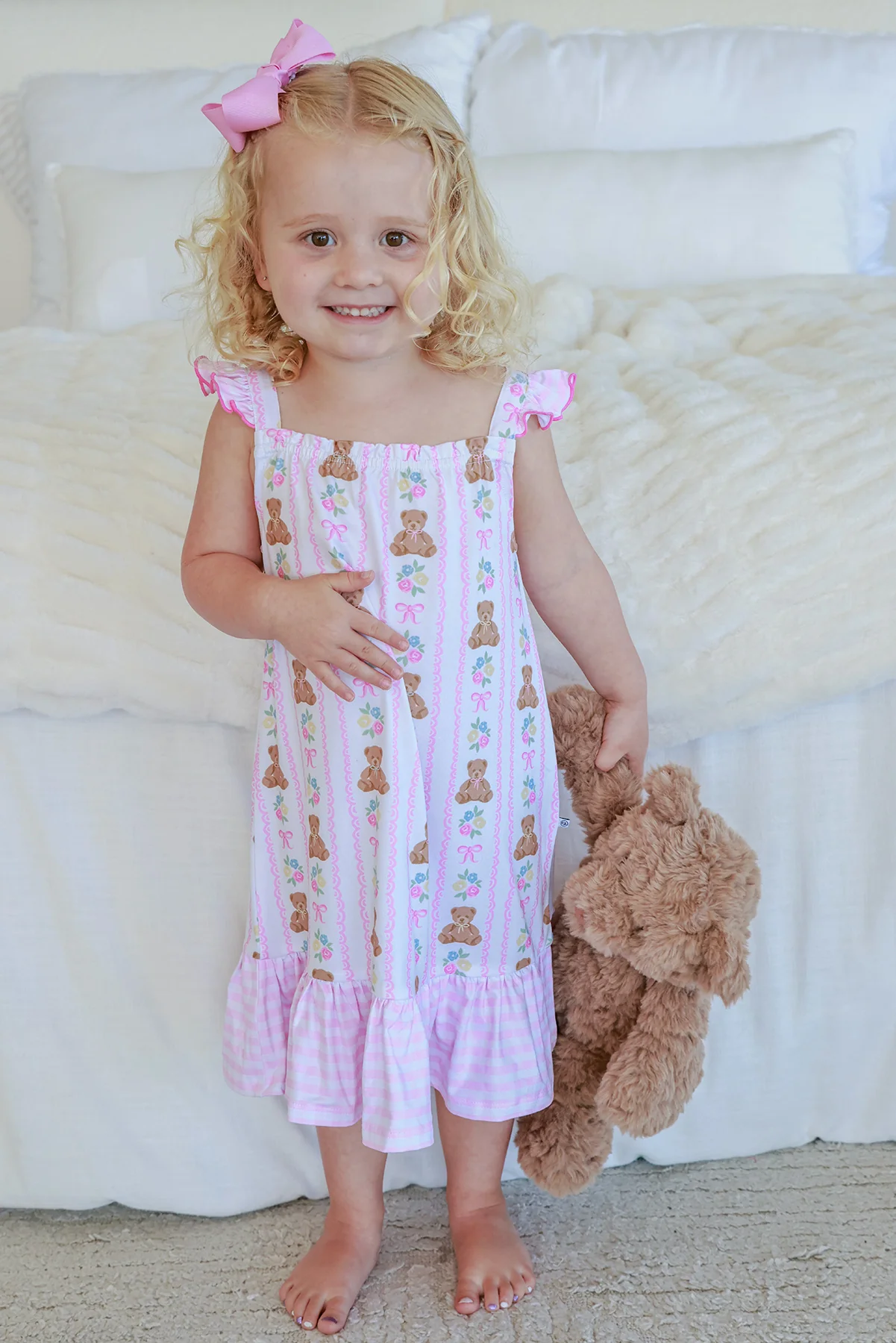 Girls' Full Length Ruffle Nightgown | Beary Lovely - Image 6