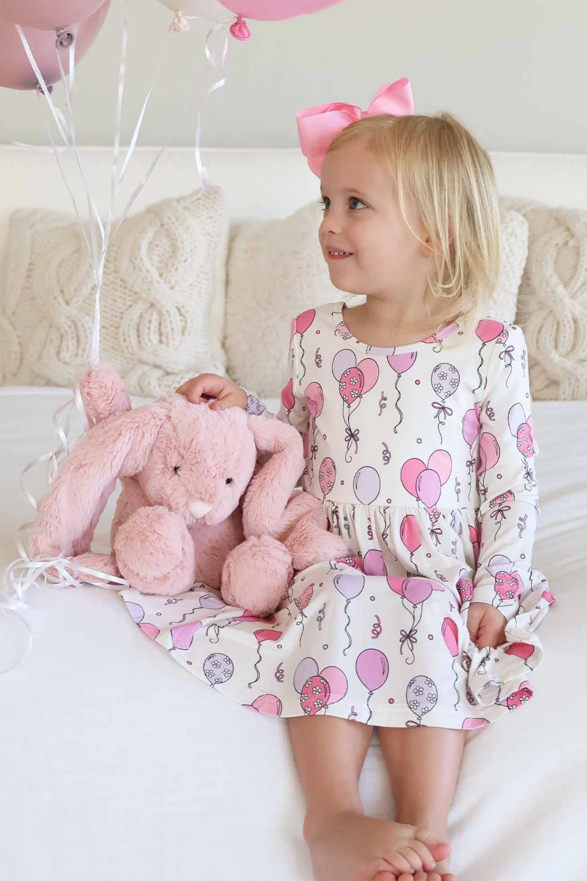 Girls' Long Sleeve Twirl Dress | Party Time Pink - Image 10