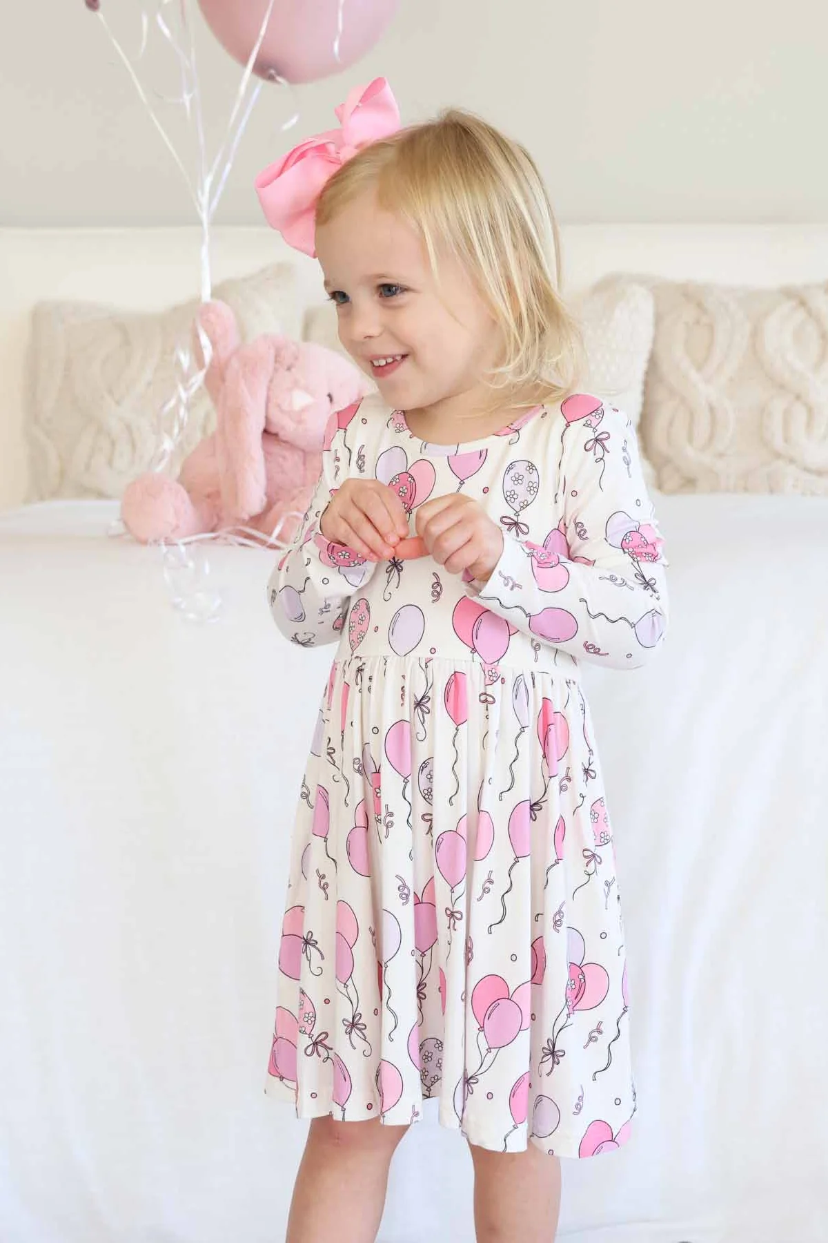 Girls' Long Sleeve Twirl Dress | Party Time Pink - Image 12
