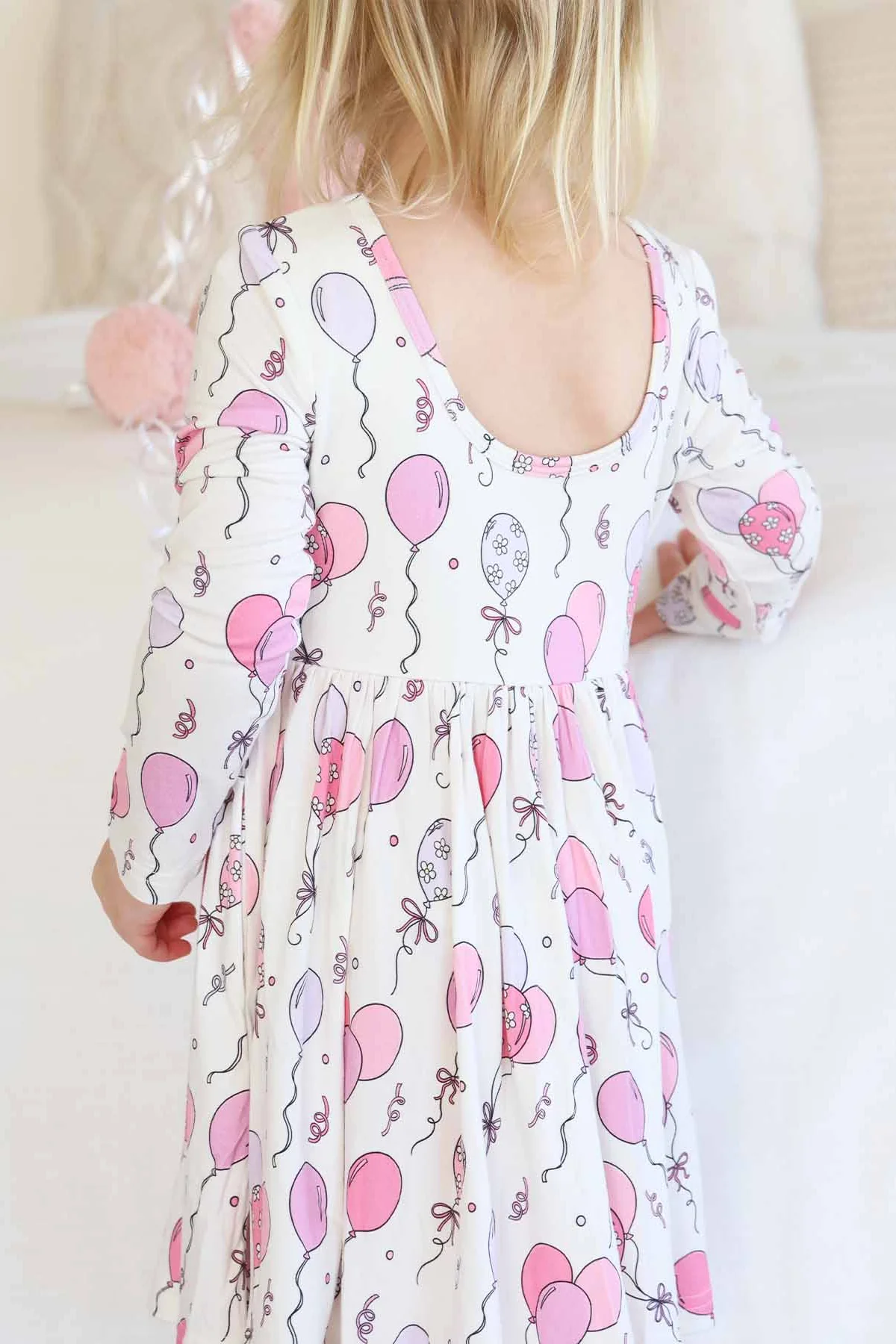 Girls' Long Sleeve Twirl Dress | Party Time Pink - Image 13