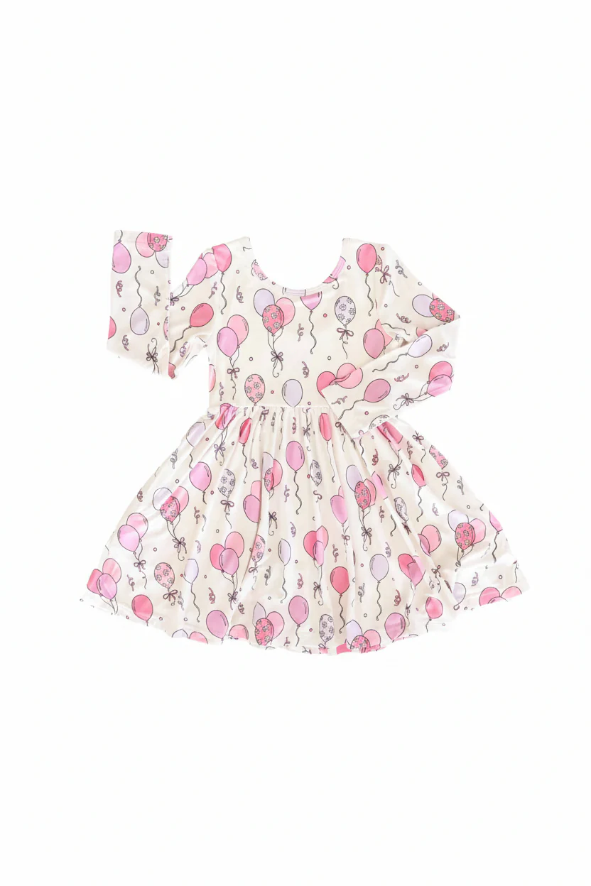 Girls' Long Sleeve Twirl Dress | Party Time Pink - Image 2