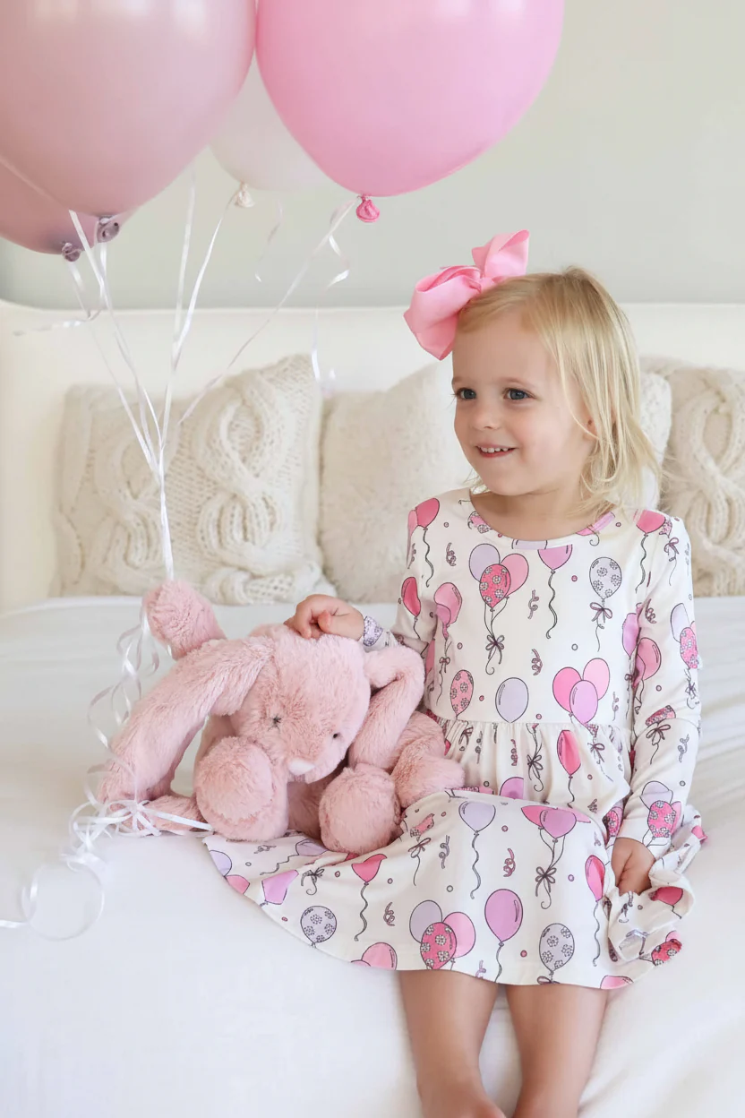 Girls' Long Sleeve Twirl Dress | Party Time Pink - Image 5