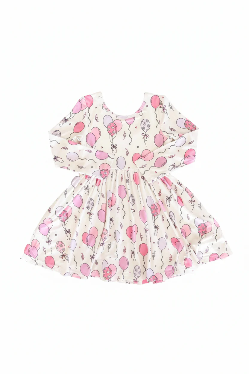 Girls' Long Sleeve Twirl Dress | Party Time Pink - Image 7