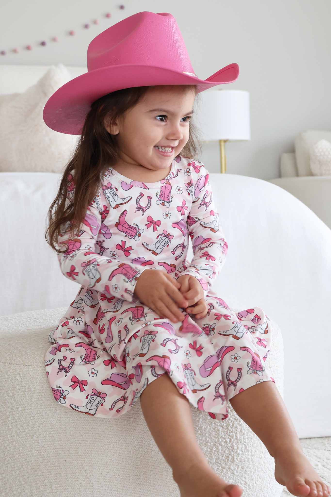 Girls' Long Sleeve Twirl Dress | Rodeo Dreams Pink - Image 12