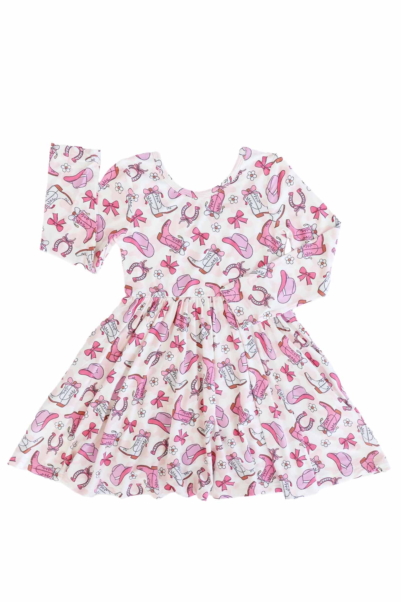 Girls' Long Sleeve Twirl Dress | Rodeo Dreams Pink - Image 2