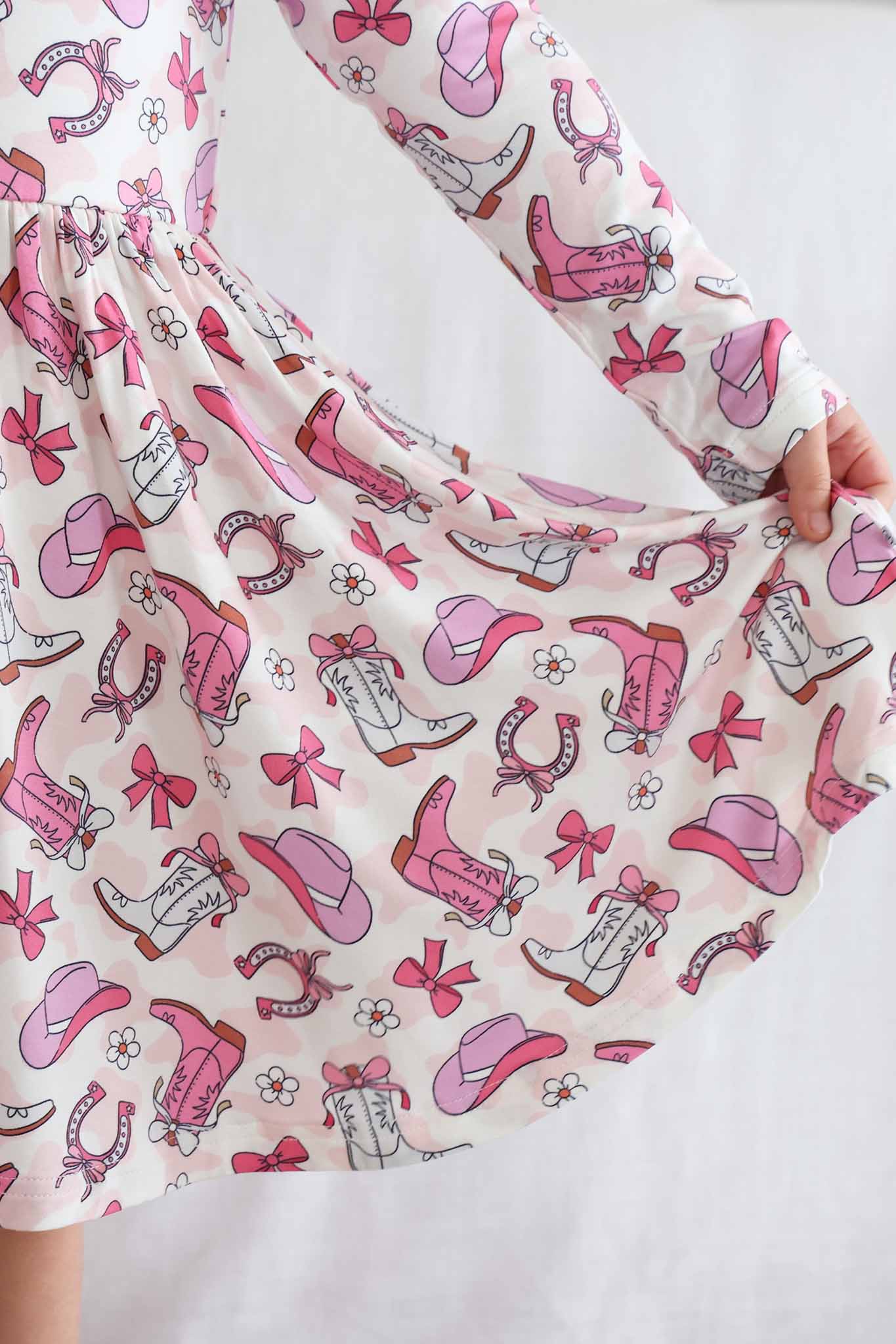 Girls' Long Sleeve Twirl Dress | Rodeo Dreams Pink - Image 3