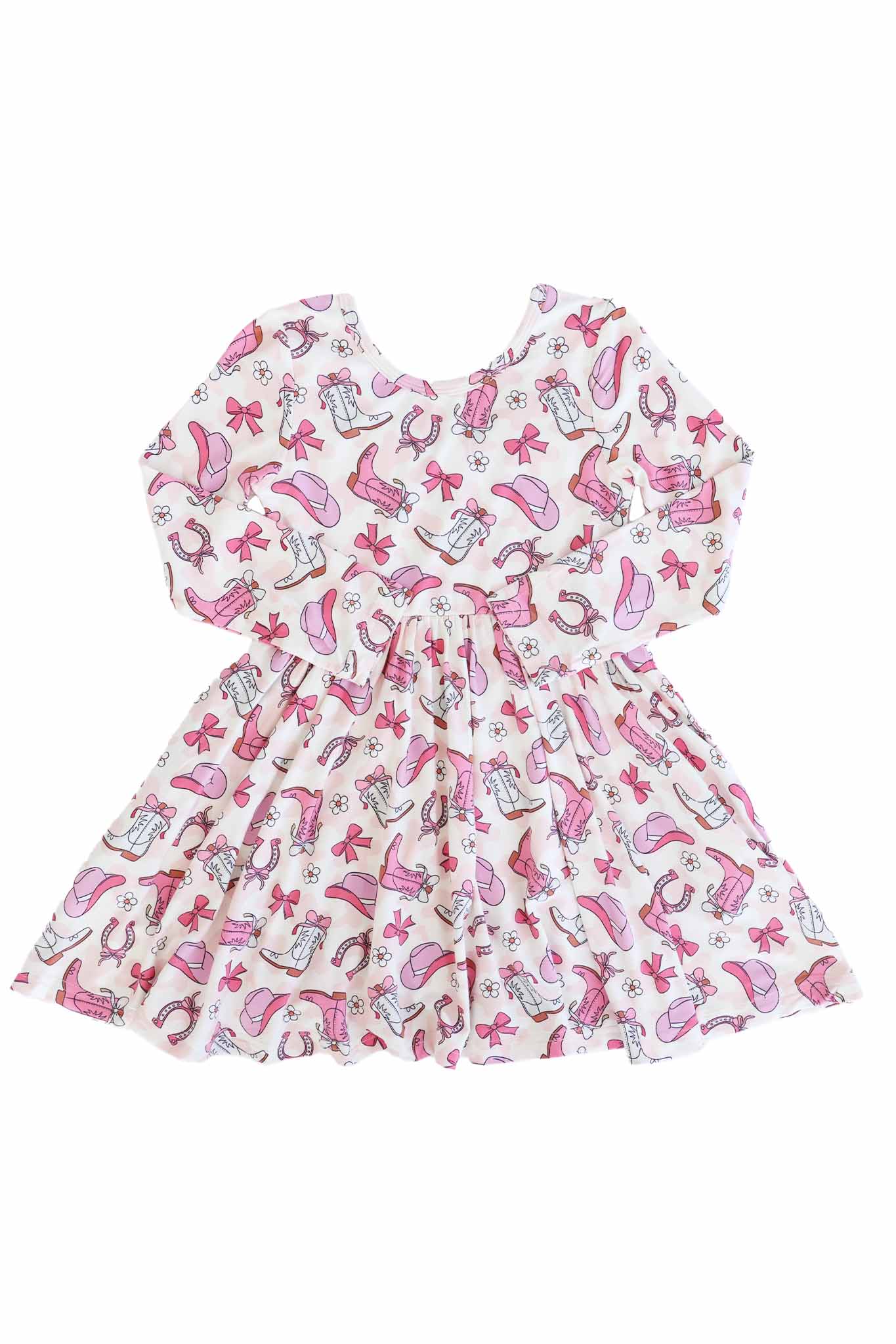 Girls' Long Sleeve Twirl Dress | Rodeo Dreams Pink - Image 6