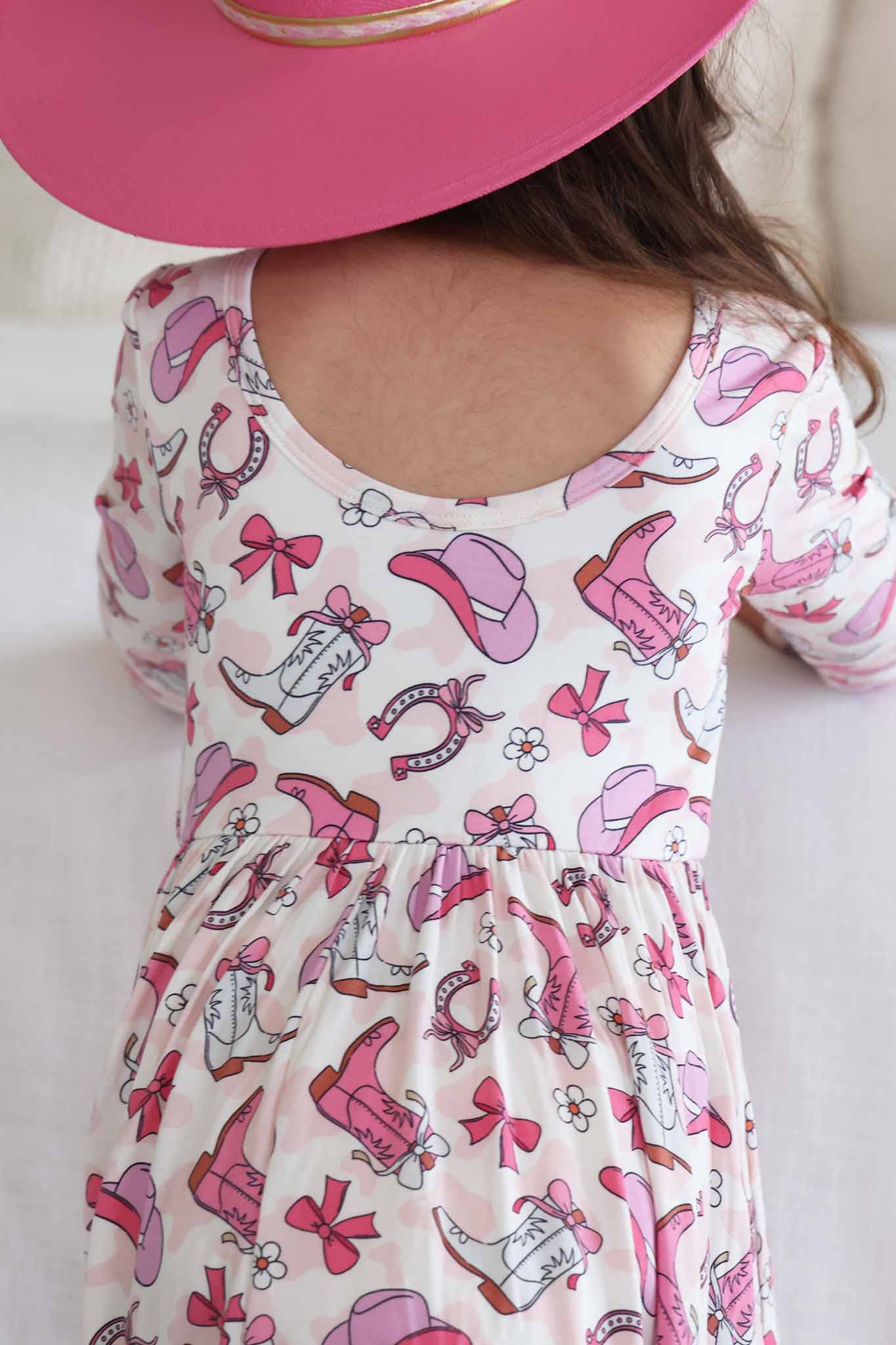 Girls' Long Sleeve Twirl Dress | Rodeo Dreams Pink - Image 7
