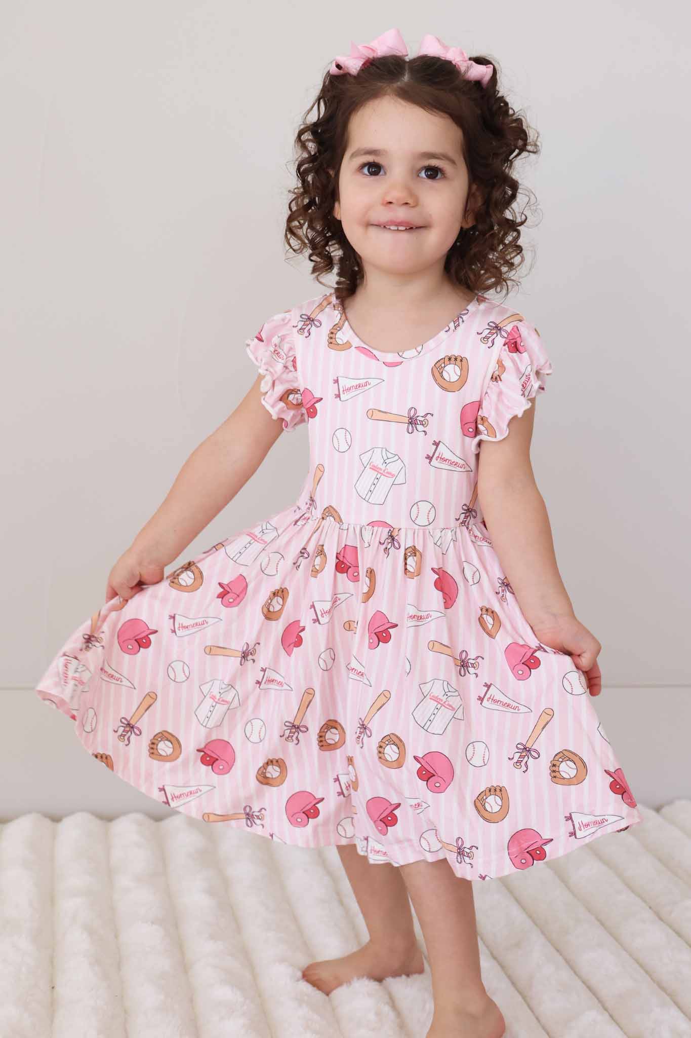 Girls' Ruffle Twirl Dress | Ballpark Babes - Image 5