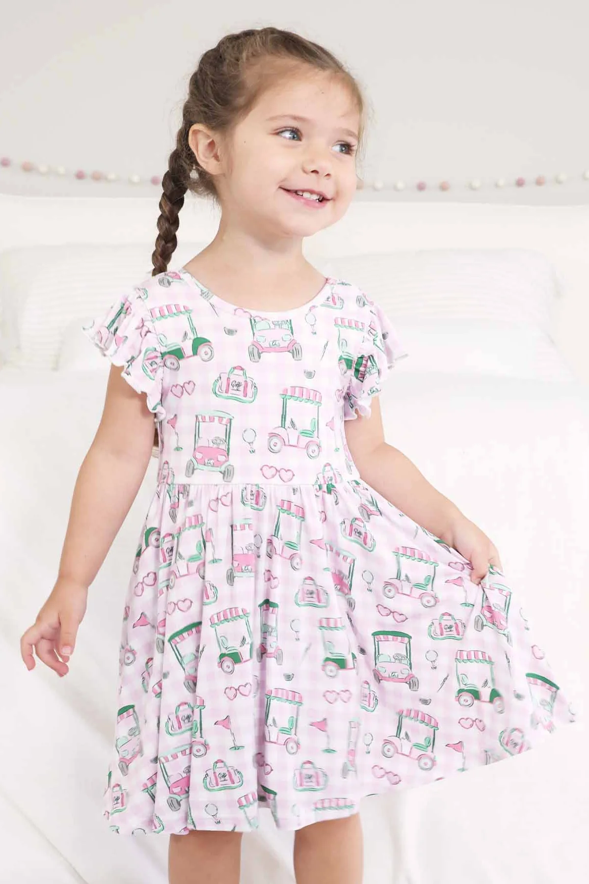 Girls' Ruffle Twirl Dress | Birdie Babes Pink - Image 3