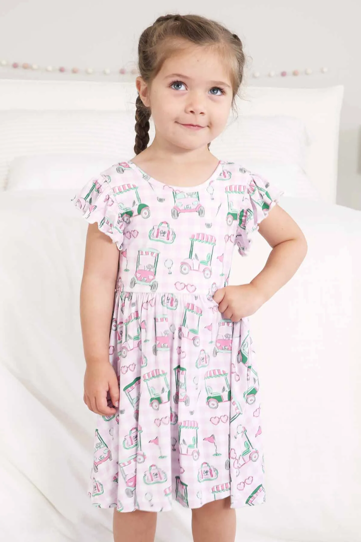 Girls' Ruffle Twirl Dress | Birdie Babes Pink - Image 7