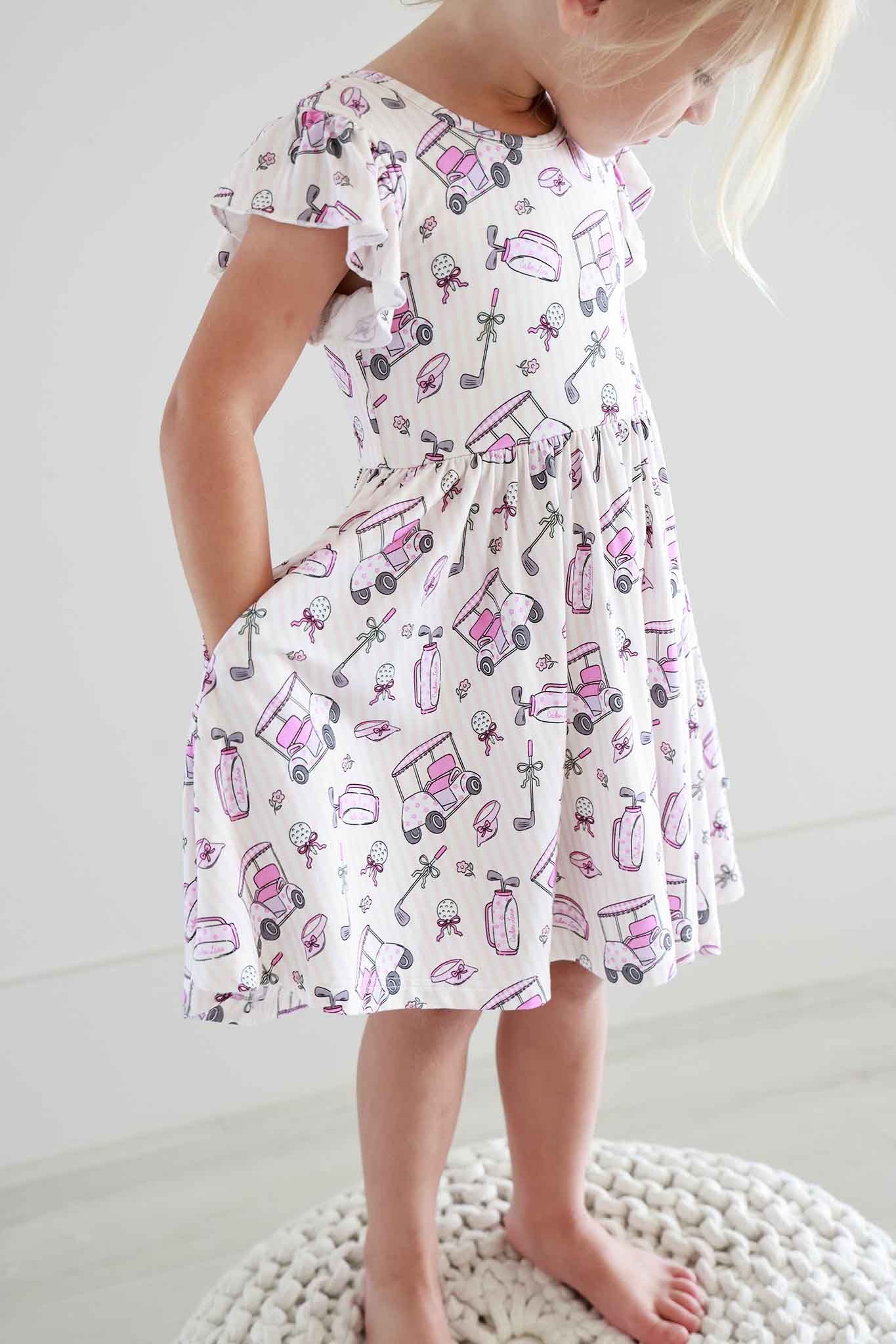 Girls' Ruffle Twirl Dress | Caddie Crew Pink - Image 3