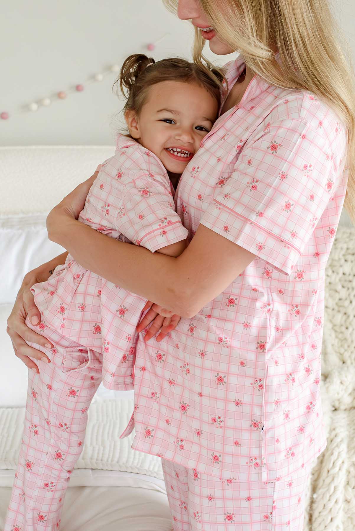 Girls' Two Piece Bamboo Flare Lounge Set | Primrose Plaid - Image 2