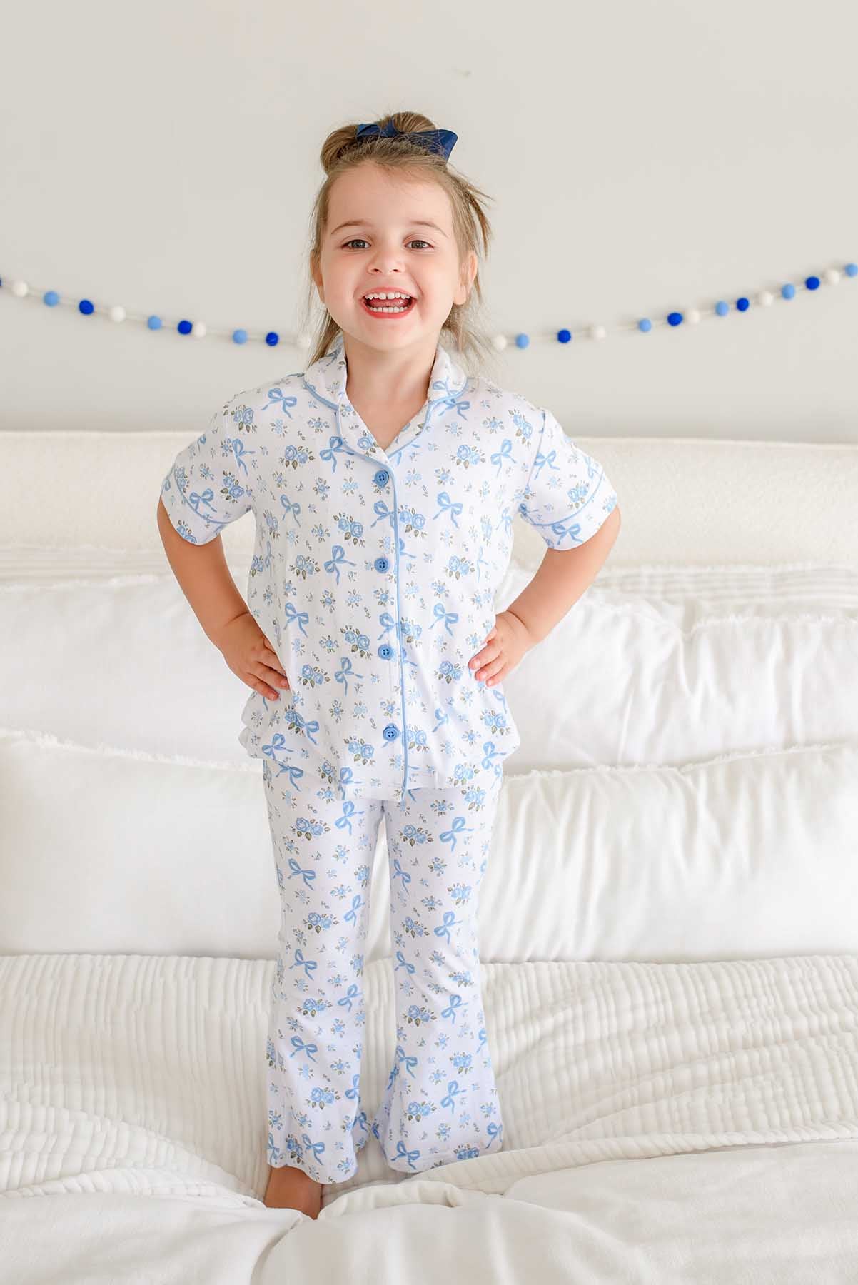 Girls' Two-Piece Bamboo Flare Lounge Set | Tied In Blooms - Image 13