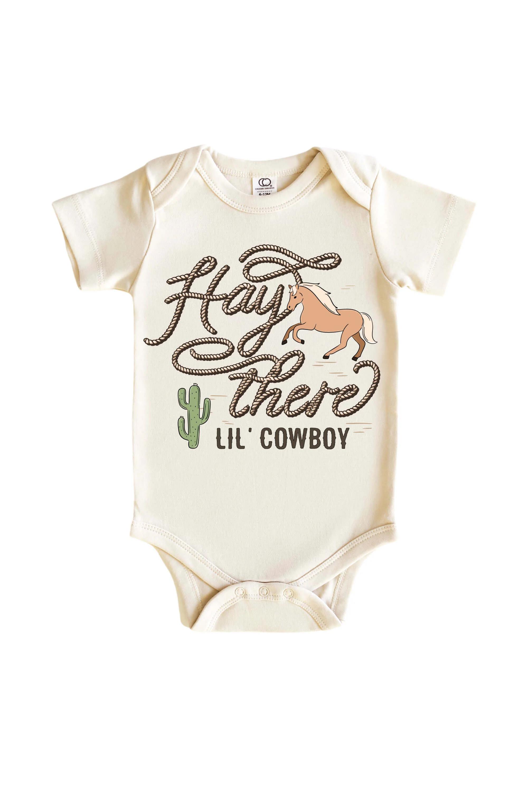 Hay There Lil' Cowboy Graphic Bodysuit & Kids Tee | Natural - Image 2