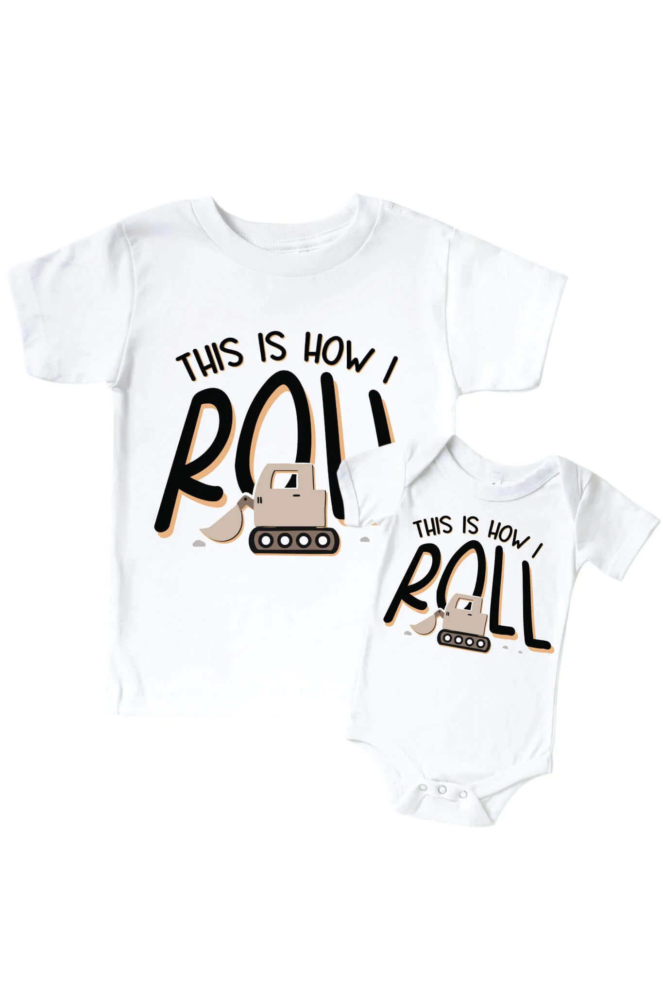 How I Roll Graphic Bodysuit & Kids Tee | White