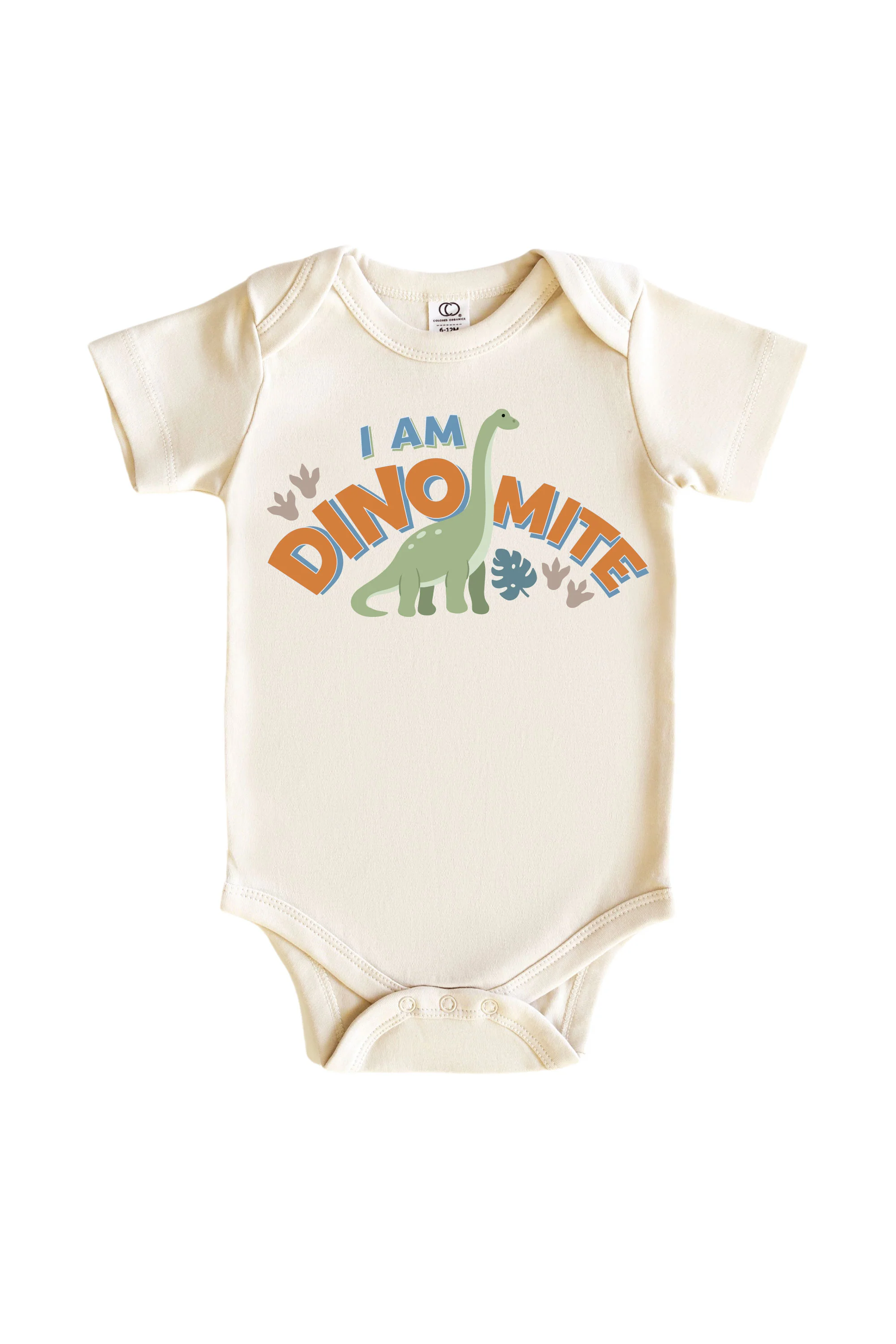 I Am Dino-mite Neutral Graphic Bodysuit & Kids Tee | Natural - Image 2