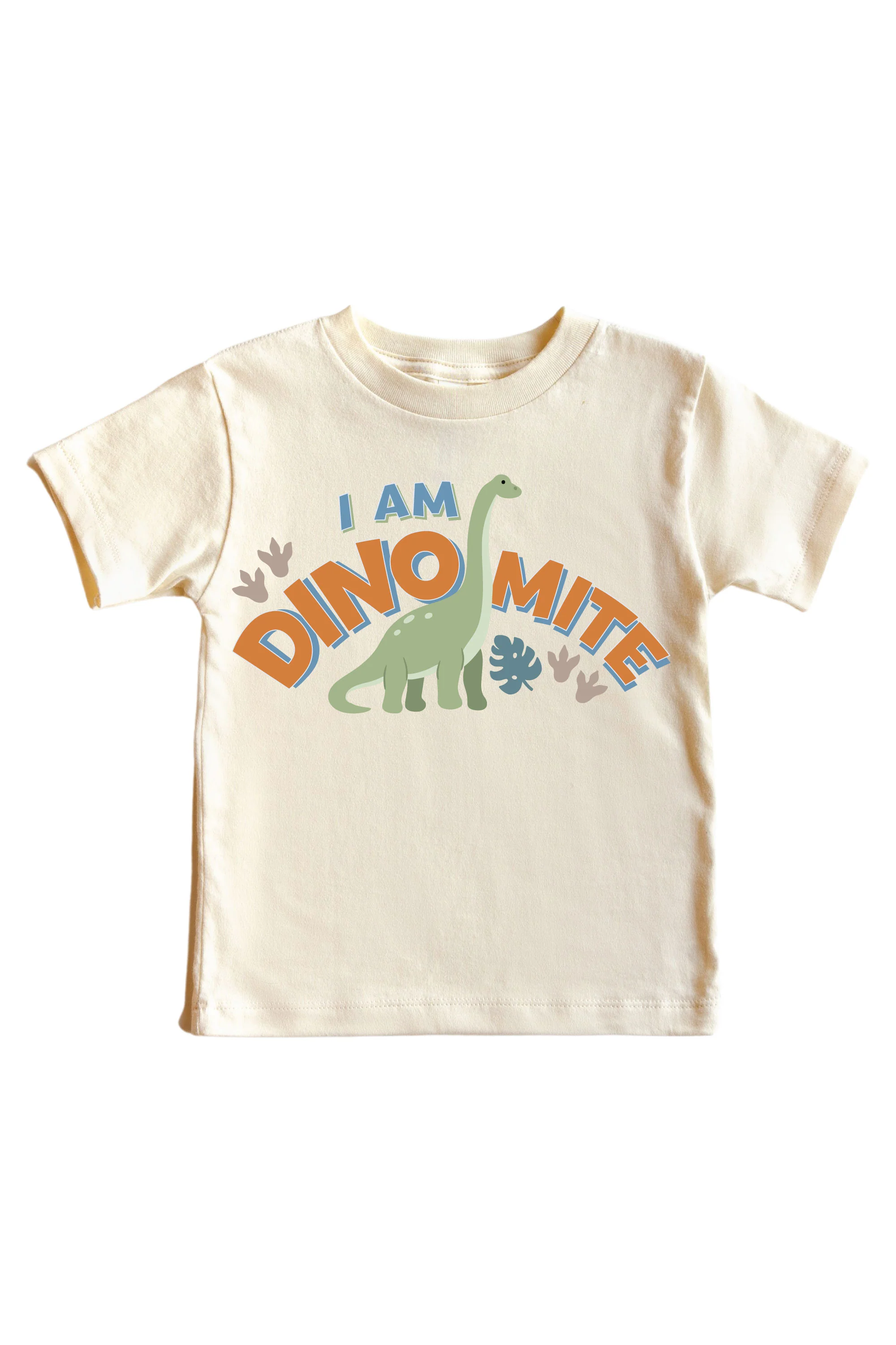 I Am Dino-mite Neutral Graphic Bodysuit & Kids Tee | Natural - Image 3