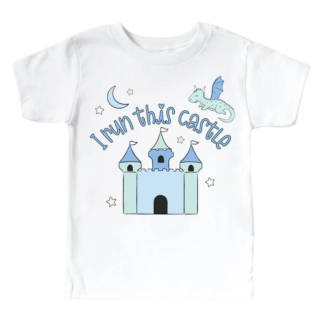 I Run This Castle Blue Graphic Bodysuit & Kids Tee | White - Image 3